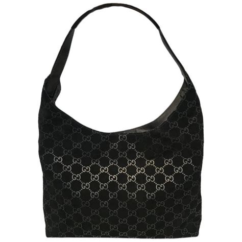 gucci black suede vintage hobo bag with silver hardware|gucci guccissima hobo bag.